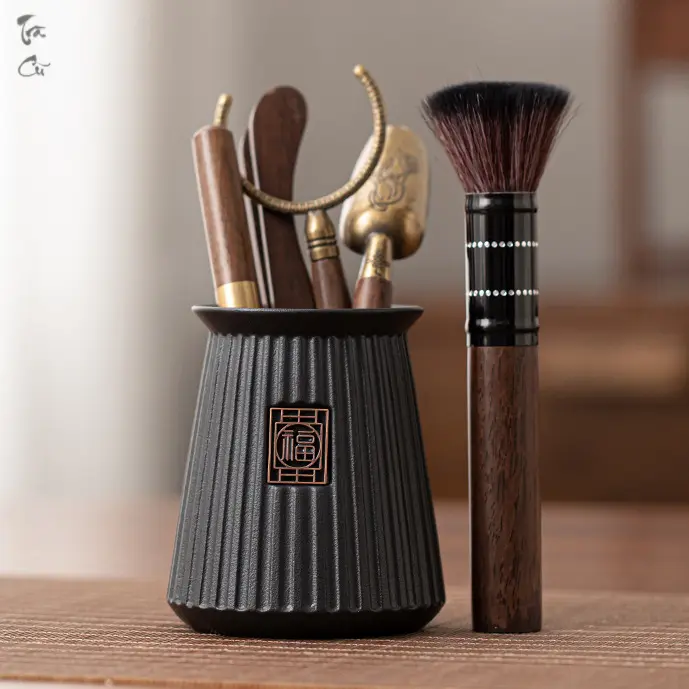 Bộ trà cụ 5 món gỗ mun, dụng cụ pha trà đạo dao  trà 5