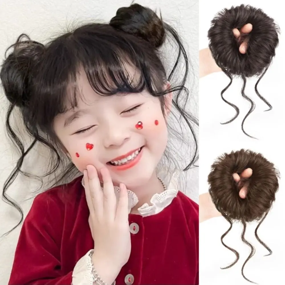 Búi Tóc Xoăn, Đạo Cụ Chụp Ảnh, Dành Cho Trẻ Em, Búi Tóc Lộn Xộn, Dây Buộc Tóc, Scrunchies Tổng Hợp, Co Giãn, Tự Nhiên, Mảnh Tóc Giả, Thích Hợp Cho Trẻ Em