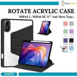 Acrylic Case Compatible For Redmi Pad 2 11 Inch 2025 360 Rotation Case With Pen Holder Redmi Pad SE 11 Inch MI Pad 7/7 Pro/6/6 Pro Xiaomi Pad 8/8 Pro