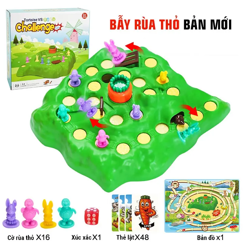 Đồ Chơi Đường Đua Thỏ Bẫy Thỏ Có Bản Đồ Trò Chơi Thông Minh Tăng Tính Tương Tác Gia Đình Board Game 6