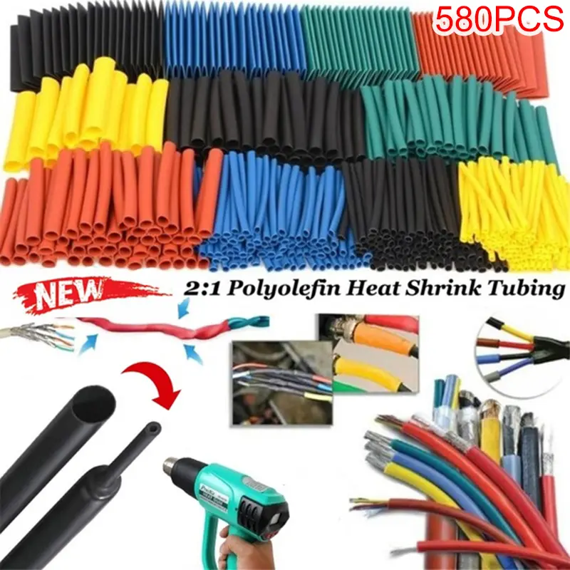 Ống co nhiệt, 164/328/580 chiếc, Ống cách điện, Có thể co lại, Bộ ống bọc dây và cáp 2:1