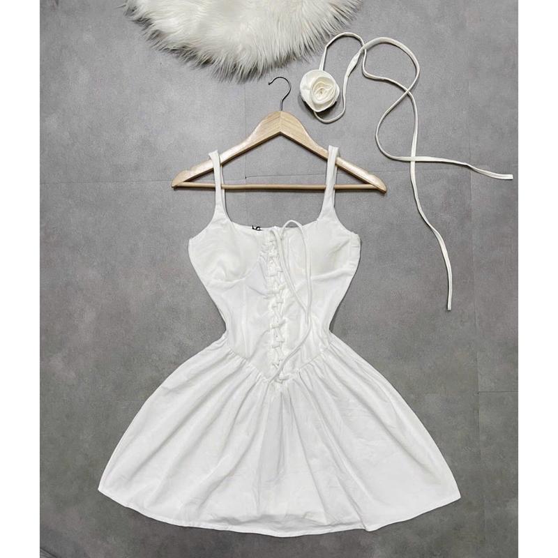 Đầm body xoè kèm nơ hoa cổ