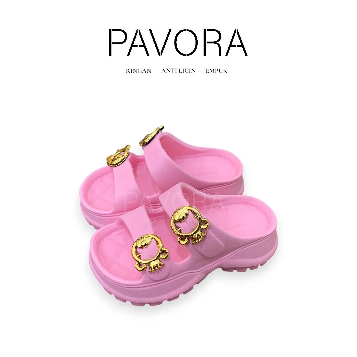 PAVORA Sandal Wedges Anak Perempuan Cewek Selop Double Ban Mahkota Bahan EVA Anti Licin Size 24-35