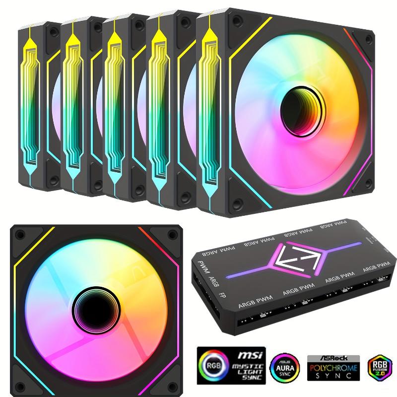 RGB Fans: 6 packs 120mm PWM ARGB Case Fan with Fan Hub, Spee - TikTok Shop