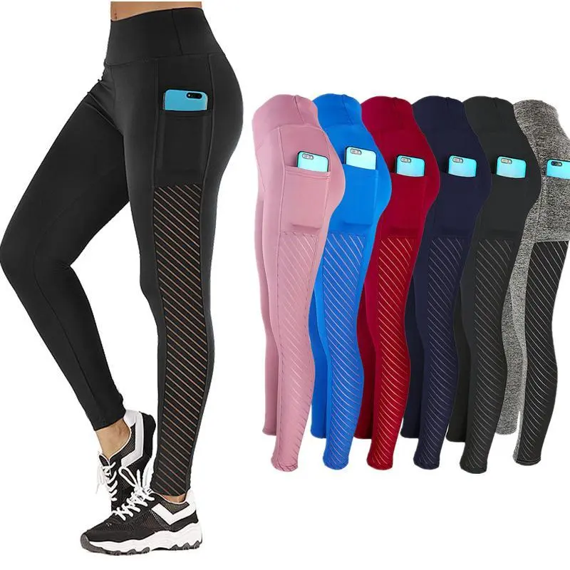 Quần legging lưới nữ cạp cao có túi, quần bó thoáng khí cho Thể thao, Yoga, Thể dục, quần co giãn nữ, cộng với kích thước, thời trang
