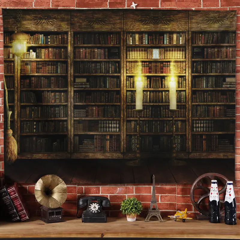 Giá Sách Cổ Điển Chủ Đề Harry Potter, Thiết Kế Nền Tảng Nửa Bậc 9 Và Ba Phần Tư, Vải Treo, Vải Nền Chụp Ảnh Đồ Trang Trí Nhà Cửa 1