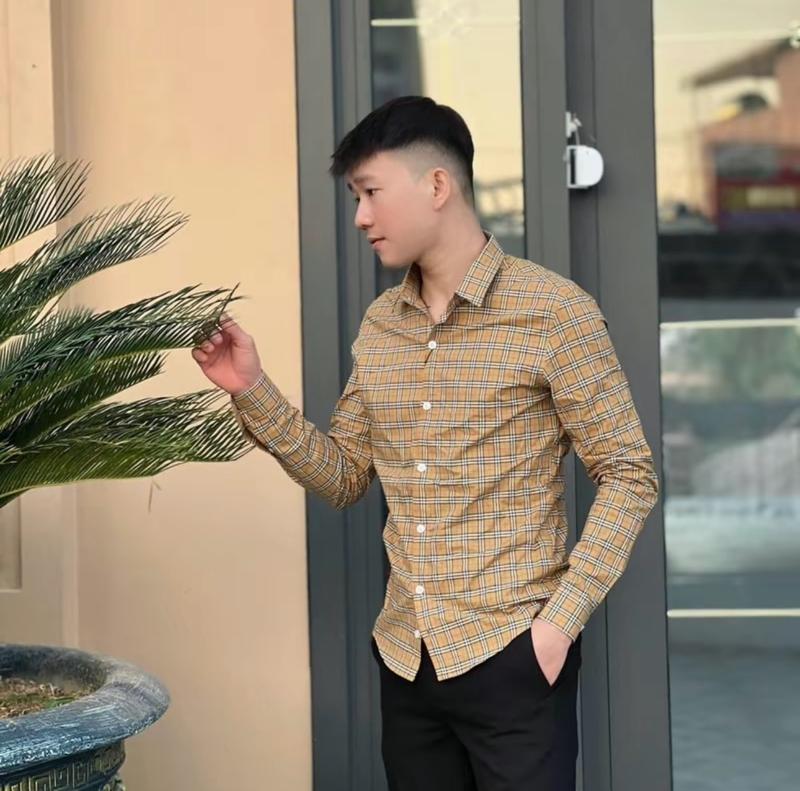 Áo sơ mi nam tay dài phối sọc caro vải lụa dày dặn thoáng mát MENSWEAR TOP Shirt