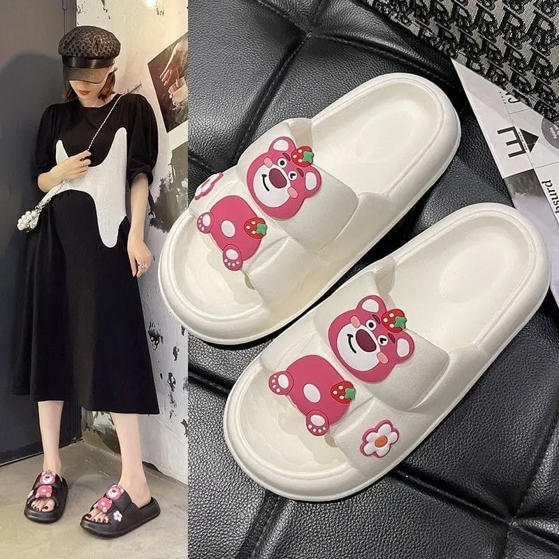 Sandal Selop Jelly Wanita Motif Lotso Import Balens PVC Slip Sandal Jelly Korea Import Outdoor  Sandal Rumah Flat Santai Wanita