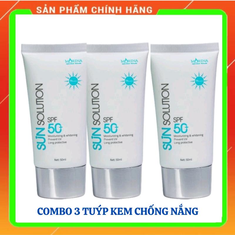 Combo 3 Hộp Kem chống nắng Huyền Phi Sun Solution 50ml dưỡng trắng cấp ẩm da