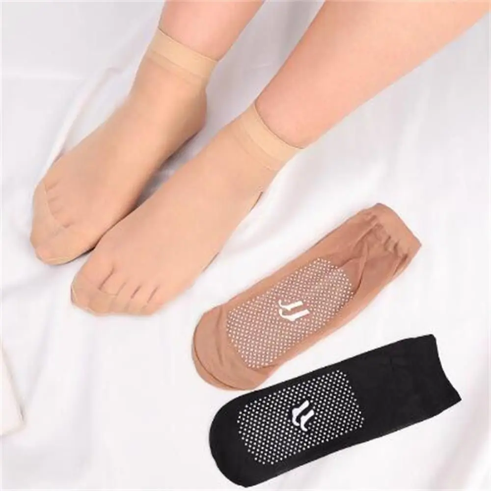 New Breathable Glass Silk Socks Skin-Friendly Non-Slip Short Stockings Ultra-Thin Non-marking Ankle Socks