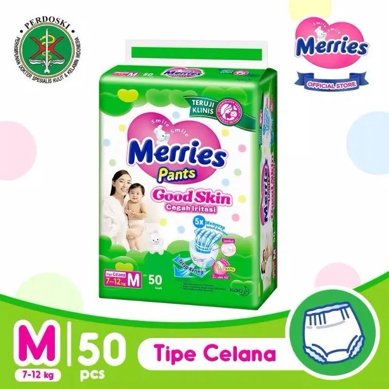 Merries Good Skin Jumbo M50 L44 XL38 Diapers
