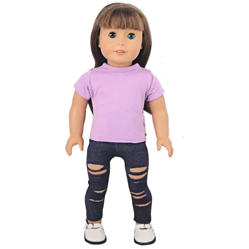 Solid Color Short Sleeve T-shirt for 18 Inch Doll, 1 Count Short Sleeve T-shirt, Fashionable Doll Accessories for Girls, Doll Accessories for Kids, Doll Clothes for Girls 4