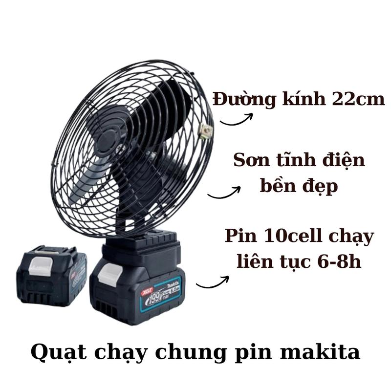 Quạt Tích Điện Pin 10 Cell Dùng Liên Tục 8H, Pin Makita, Quạt Khung Kim Loại 2 Cấp Độ Gió Siêu Mát 3