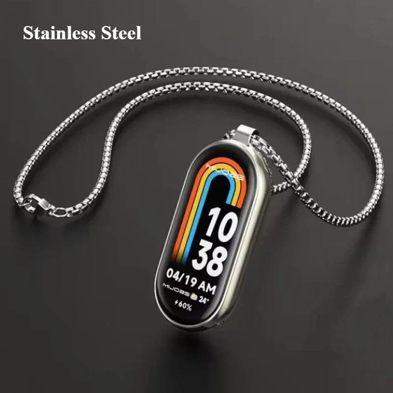  Vòng Cổ Dây Đeo dây chuyền kim loại cho Xiaomi Smart Band 8 Vòng đeo tay NFC Mi band9 Đồng Hồ thông minh Mặt dây chuyền Đồ Trang Trí Cổ Phụ kiện Mi Band 8   9 