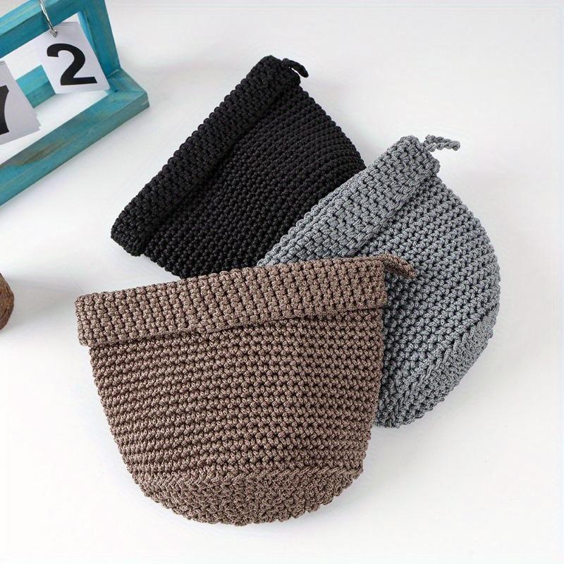 Product Introduction of Handmade Crochet Storage Basket, 1 Count Hanging Basket, Bedside Table Top, Cotton Thread Storage Basket, Hand Woven Fabric Wall Hanging Storage Basket 2