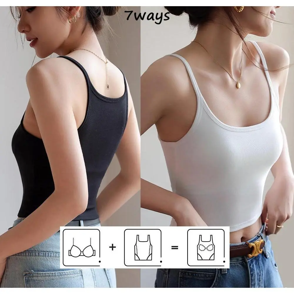 Cotton U-neck crop top, I-tank top, basic white black grey short top Womenswear Lingerie Womenswear Lingerie