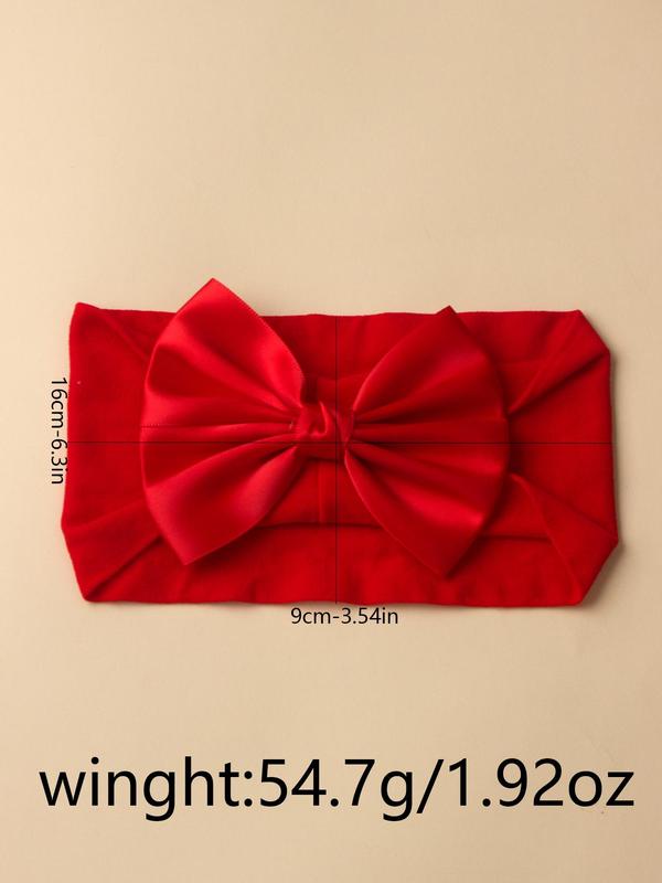 5pcs Baby's Cute Bow Decor Headband, Solid Color Wide Band Hair Accessories For Newborn 6