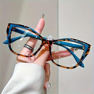ファッションカラーブロックキャットアイフレームリーディンググラス、女性用アンチライトグラス、ファッションアイウェアアクセサリーを毎日着用