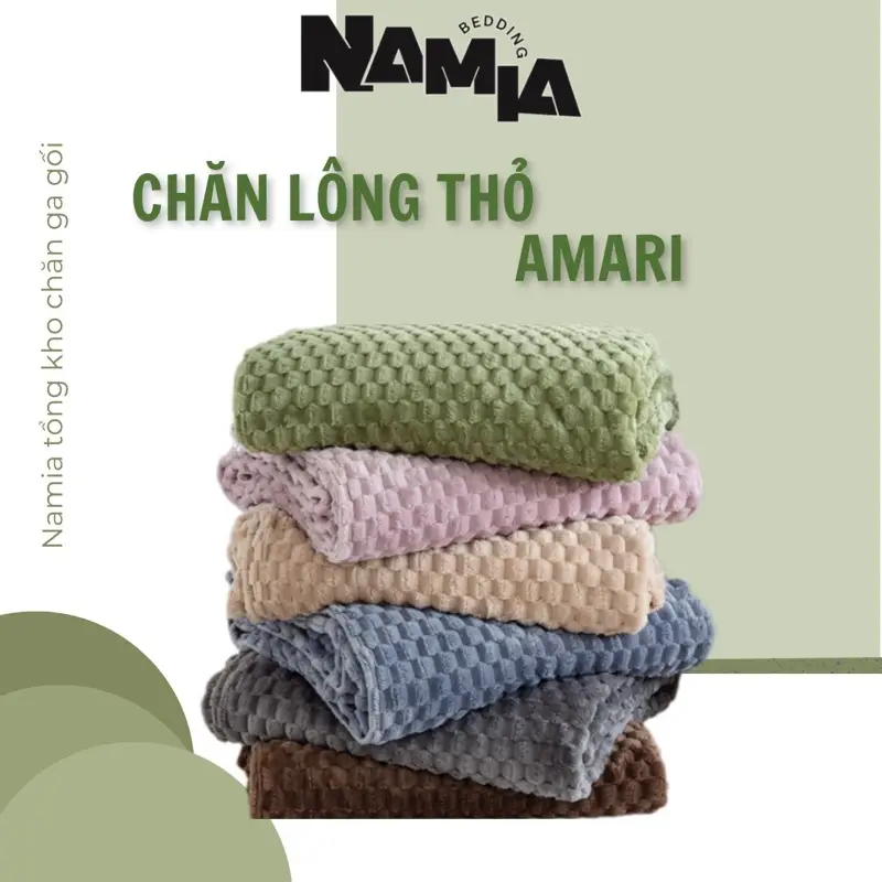 Chăn lông thỏ AMARI kích thước 2m*2m3  mềm mịn, ấm áp ,linh động sử dụng khi đi du lịch, đắp nhẹ văn phòng.