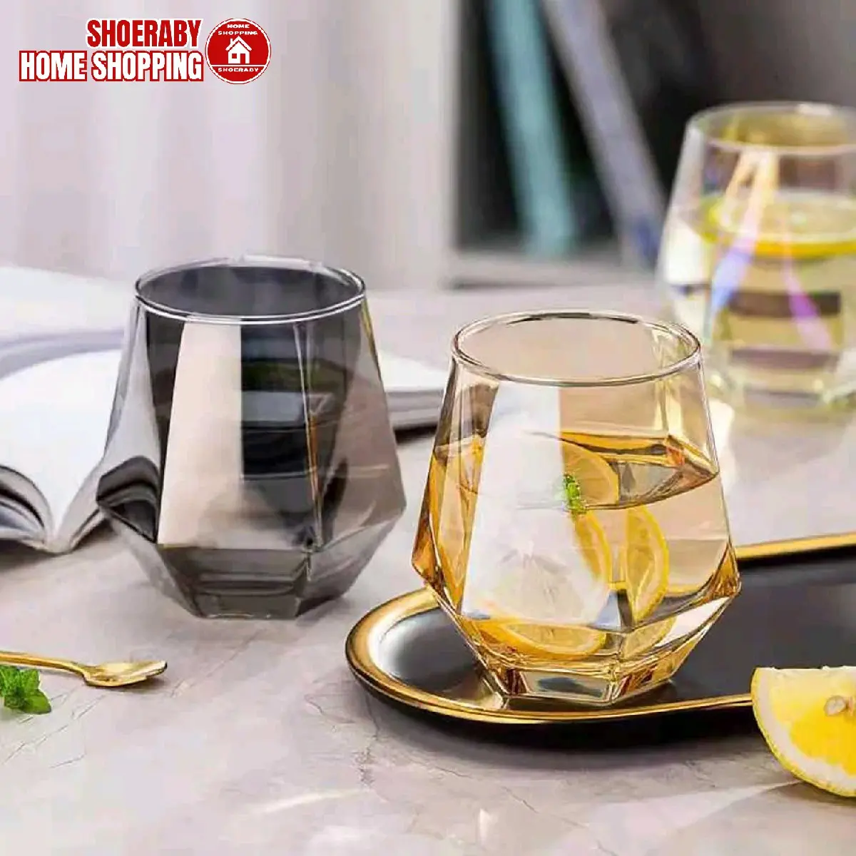 Gelas Minuman Kaca Estetik Diamond Crystal Glass Cup 310ml GLASSWARE - GW107 Gelas Es Limun Teh Kopi Cafe