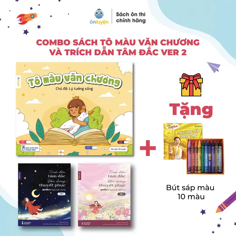 Combo Sách Sách Tô màu Văn chương và Sổ tay Trích dẫn tâm đắc, dẫn chứng thuyết phục - Nhà sách Ôn luyện 2