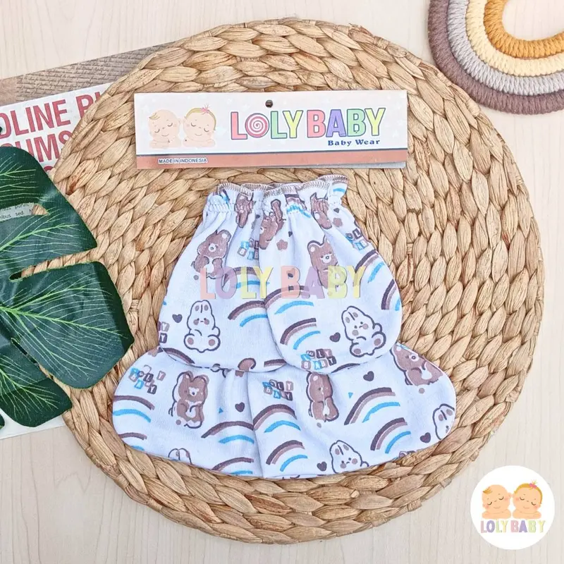 3 Set / 3 Bungkus Sarung Tangan Bayi Dan Sarung Kaki Bayi SERIAN COKLAT SUSU Merk LOLY BABY 4