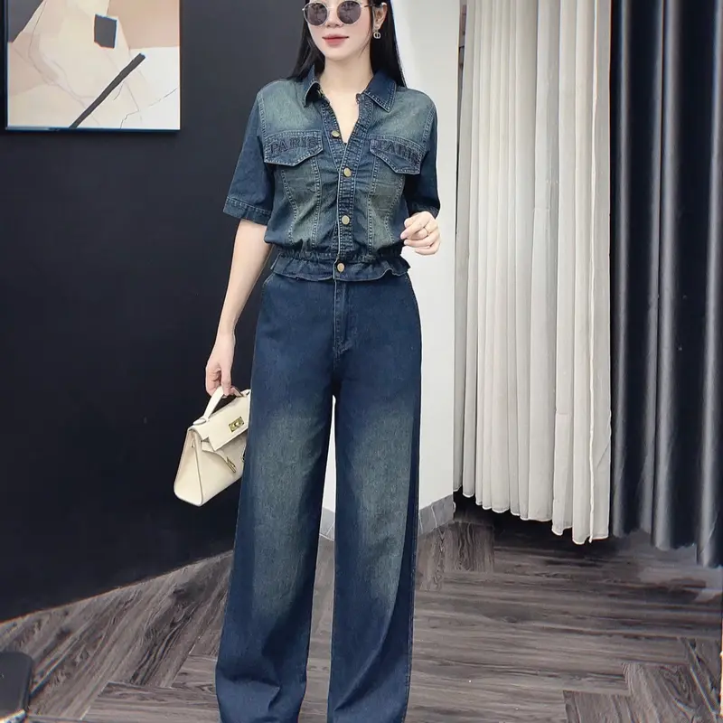 [M066]￼Bộ Bò Nữ bo chun ,Set đồ nữ ngắn tay quần dài suông phong cách trẻ trung năng động set thường 1