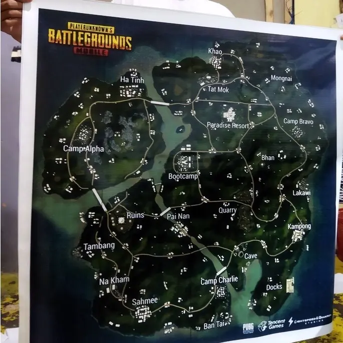 Map PUBGM/BATTLE GROUND Ukuran 100x100Cm 3