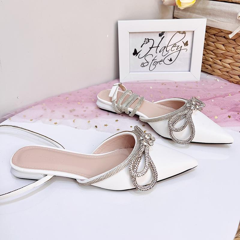Product Introduction of Giày nơ xoàn vip 2p HALEY STORE đế bệt nơ đính xoàn mũi nhọn dây xoàn tiểu thư tiệc cưới bền đẹp đi học đi chơi đi làm êm chân 29