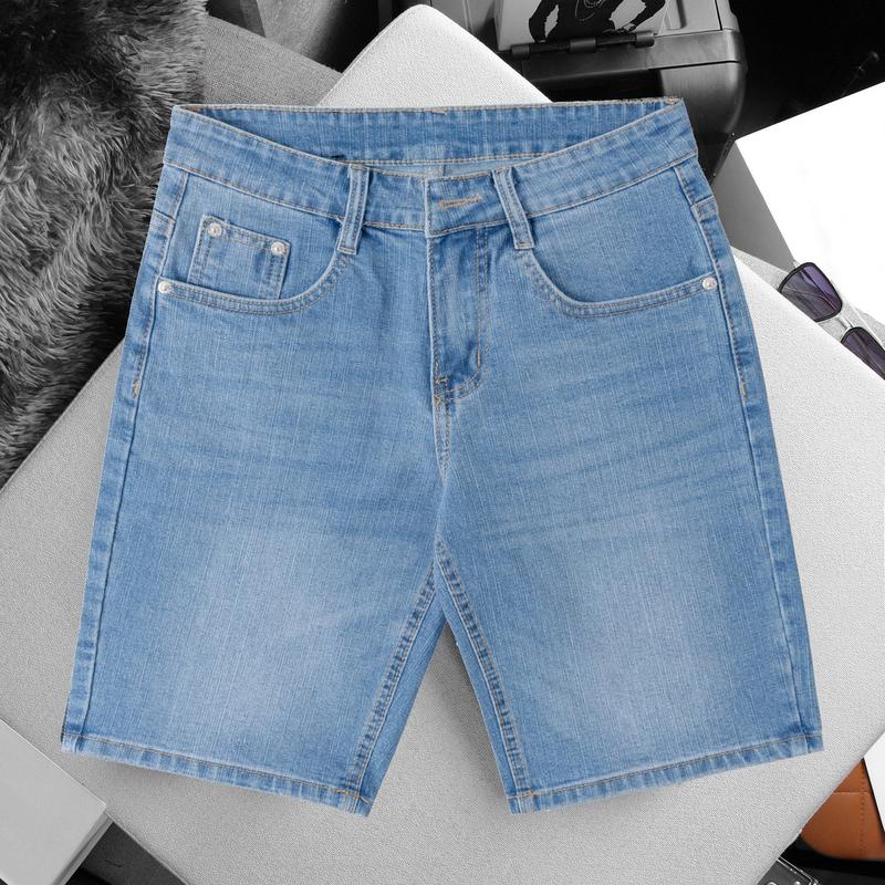 Quần short jean Nam ống rộng vãi coton co giãn nhẹ XANH SÁNG 04 Pants