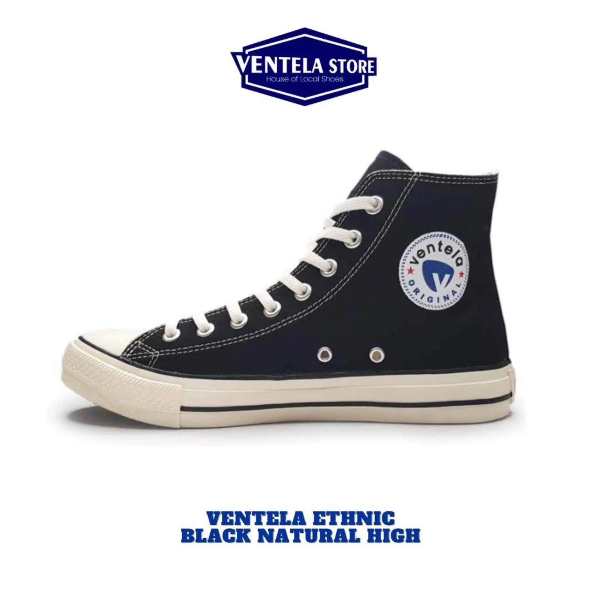 [ ORIGINAL ] Sepatu Ventela Ethnic Blacknatural High | Sepatu Hitam | Sepatu Sekolah | Sepatu Kantor | Casual Shoes
