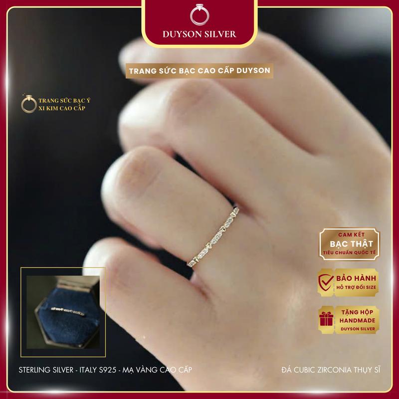 Nhẫn bạc Ý 925 mạ vàng 14K Duyson Silver Nhẫn nữ hình trái tim đính đá LOVELY Spark NXK28