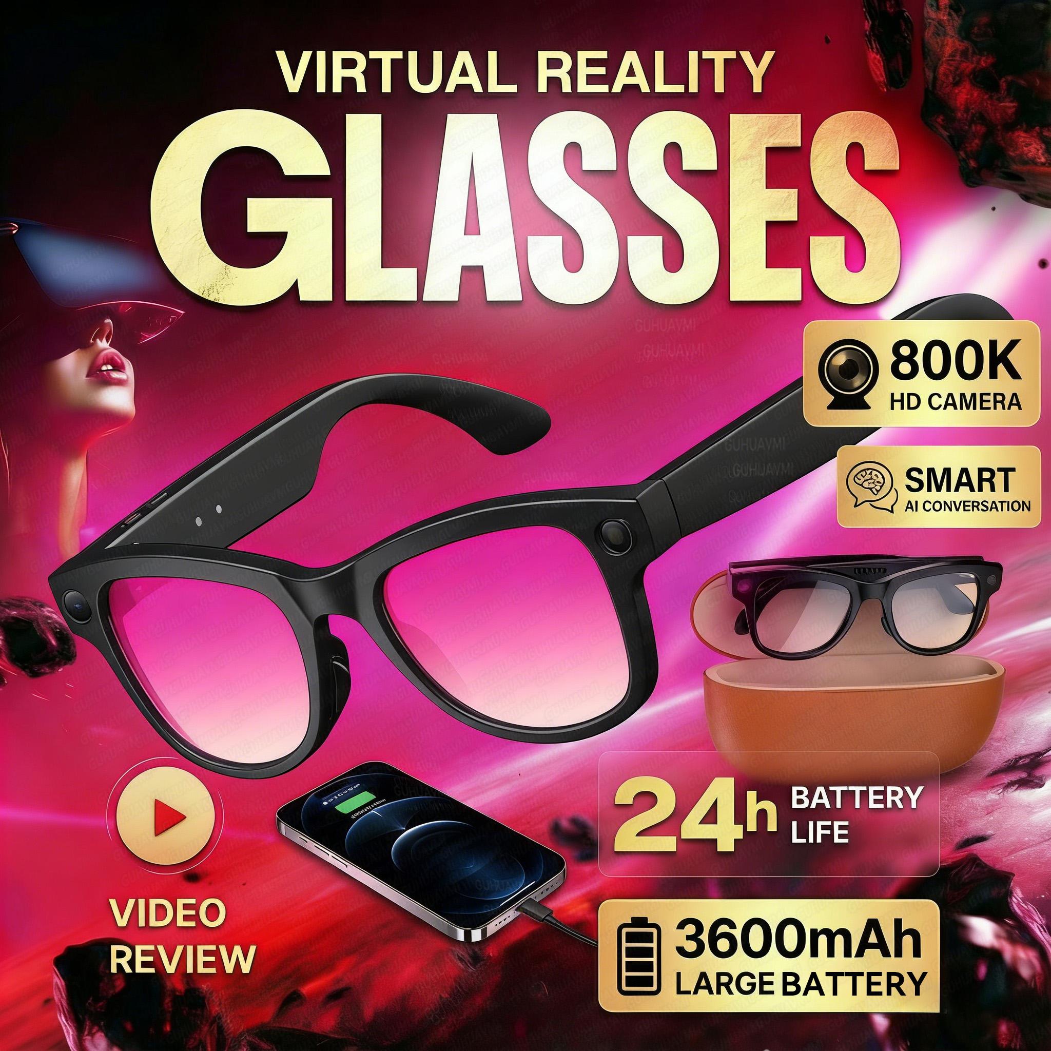 2026 New 800W Camera 3600mAh Portable Charger Smart Glasses 100+language Translation Bluetooth Call Music Player AI Chat Glasses - Image 2