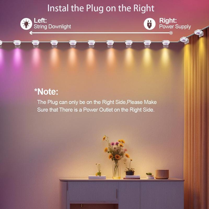 LED String Light, 1 Count Smart LED String Light with Remote Control & APP Connection Function, Indoor Wall Light RGB String with Color Changing & Music Sync 2