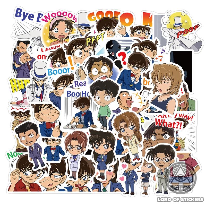 Set 50 Hình Dán Sticker Thám Tử Lừng Danh Conan Anime Manga Chống Thấm Nước Trang Trí Mũ Nón Bảo Hiểm, Laptop, Vali, Sổ
