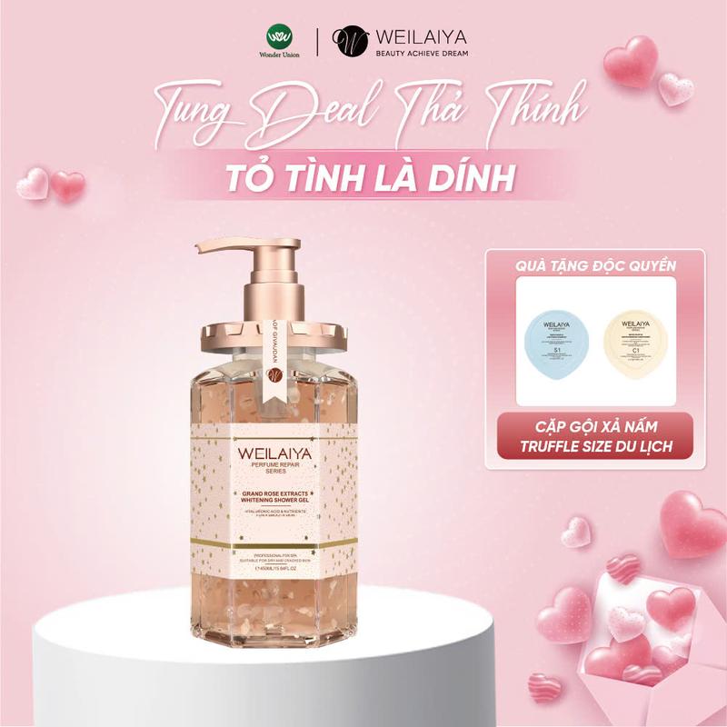 Sữa tắm cánh hoa hồng Damask Weilaiya 450ml Dưỡng Da Body