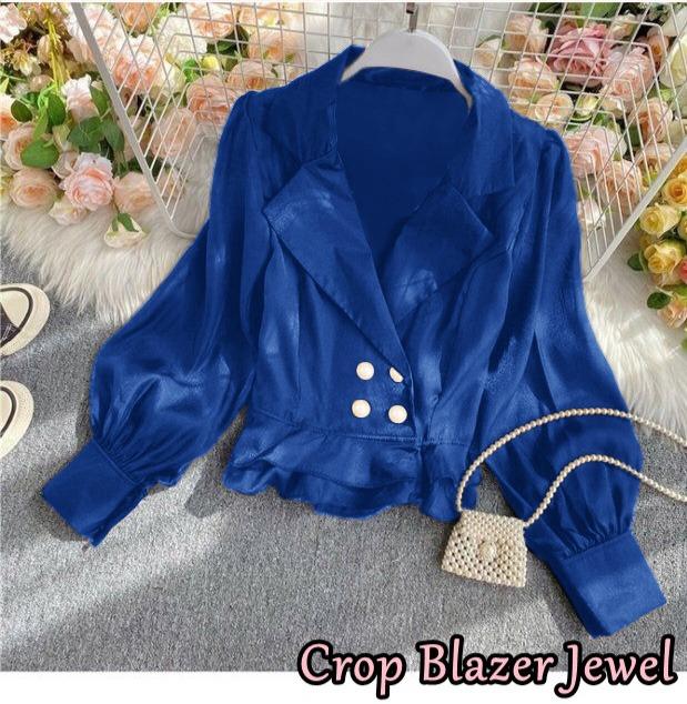 EIRINE FASHION Crop Blazer Jenna Blazer Cantik Ala Korea Terbaru Blazer Model Lengan Balon Fashionable 5