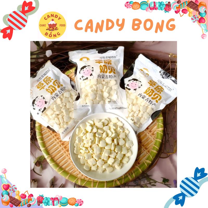 Kẹo Sữa Bò Non Nén Viên Nội Mông Cổ 250g - Snack & Food Candy Ăn Vặt Viên Kẹo Thức Ăn Chua Nho Sen keosuabo