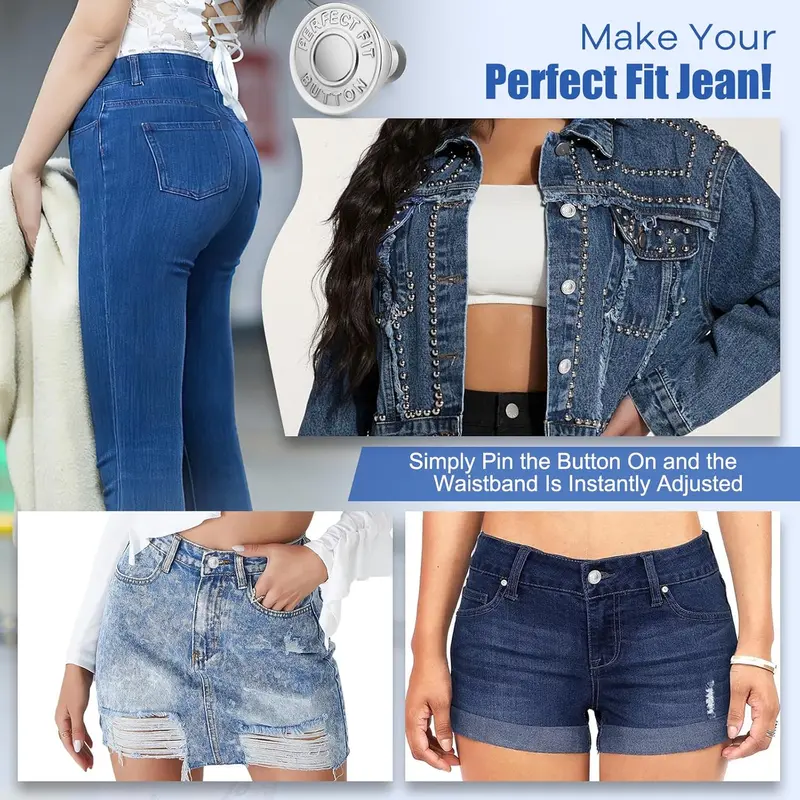 12 Sets Jean Buttons for Loose Jeans, Button Pins for Jeans to Make Smaller, No Sew Button Replacement, Adjustable and   Tightener 5