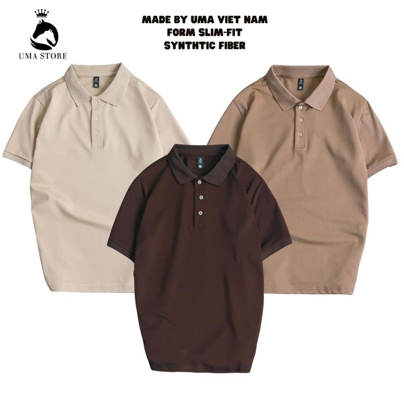 Bộ 3 Áo thun Polo Nam ( POUMAOR ) vải cá sấu co giãn 4 chiều Nhiều Màu  Menswear Có Cổ Shirt Ngắn Tay Jean Cộc Tay thông thường khỏe mạnh