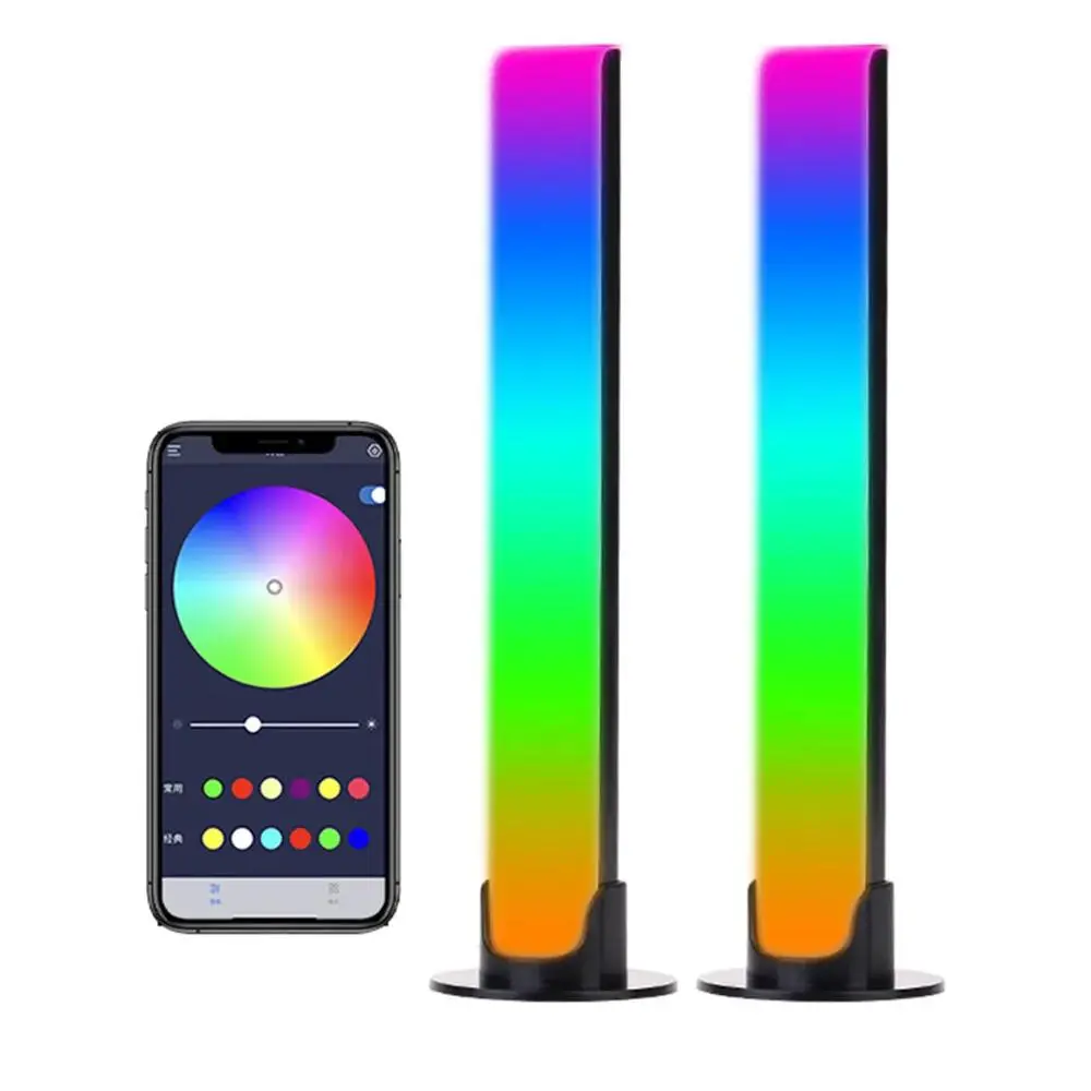 RGB LED Music Sensing Control Voice Gaming Lamp Bar, 2 Counts/set USB Charging Music Sync LED Light, Music Ambient Light for Home Bedroom Party Decor