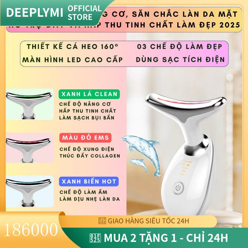 Máy Massage Nâng Cơ Mặt, Đường Viền Chữ V, Tinh Chất Làm Đẹp Đẩy, Thiết Kế Hình Cá Heo, 160 °, Màn Hình LED Cao Cấp, 3 Chế Độ Chức Năng, DEEPLYMI