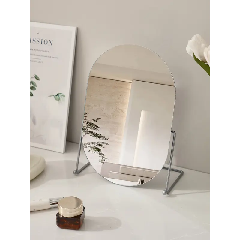 Nordic Style High-definition Desktop Makeup Mirror, Vanity Double-sided Princess Wrought Iron Dormitory Mirror Color Cosmetic