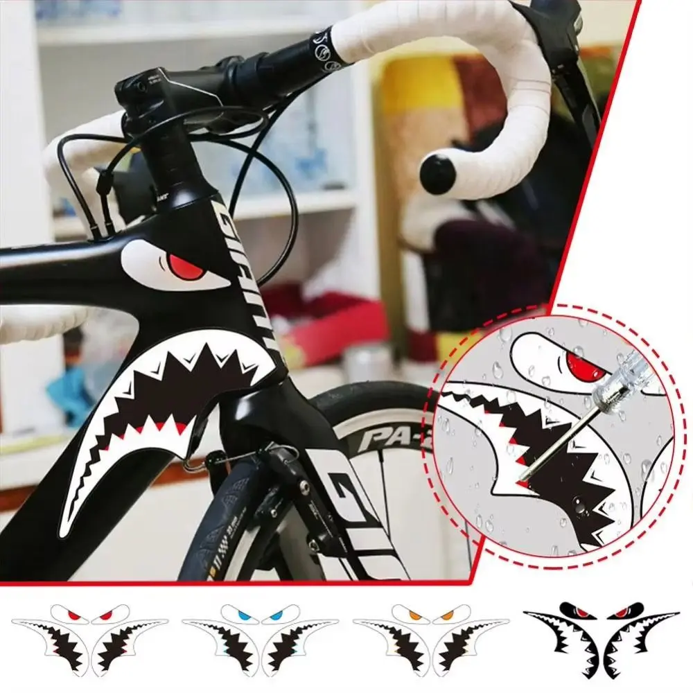 New Heat-resistant Bicycle Frame Decorative Sticker Decals Reflective MTB Shark Head Tube Stickers Cycling Waterproof Bicycle Decorative Decals