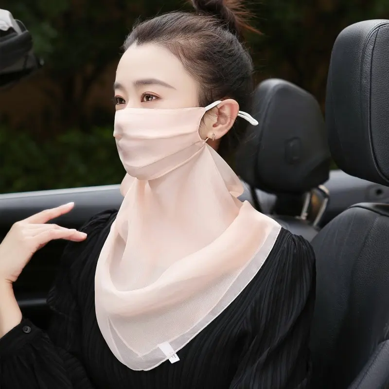Silk Sunscreen Veil Women's Double-Layer Mask Neck Protection Summer Breathable Thin Sun Mask