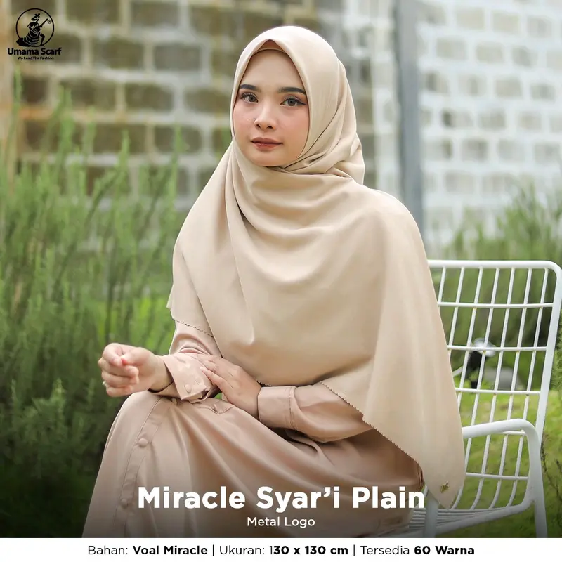 HIJAB Syar’i VOAL MIRACLE PLAIN LOGO UMAMA Jumbo 130 x 130 CM  Premium 3