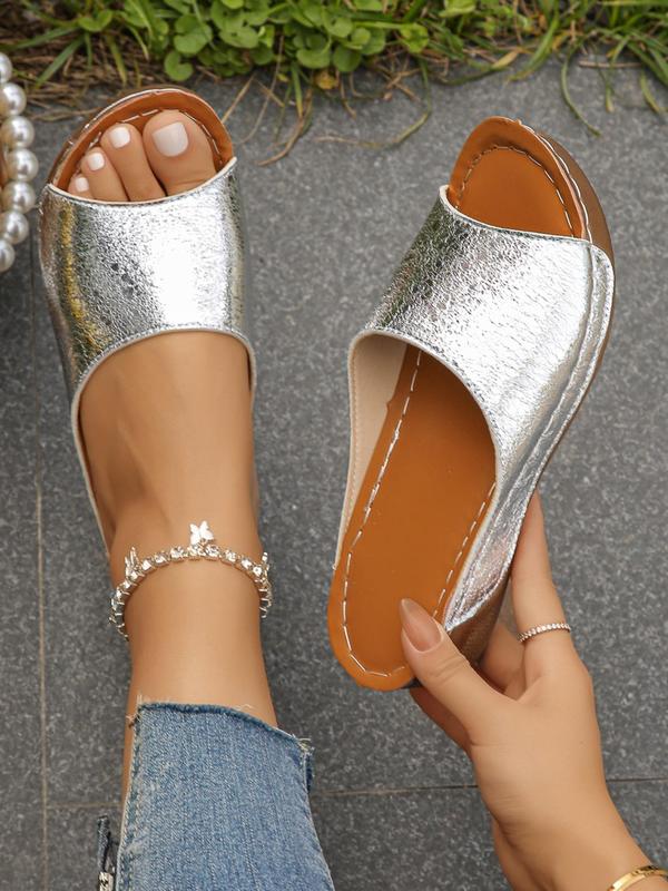 Women's Elegant Glittering Slip on Wedge Sandals, Trendy Gorgeous Platform Sandals, Chic All-match Slide Sandals for Daily Wear for Women & Girls 1