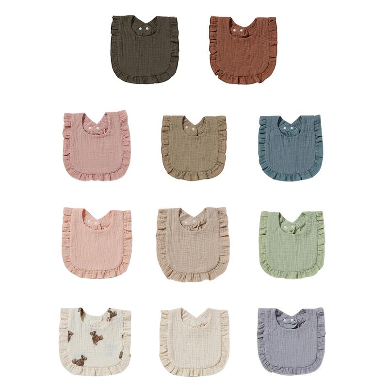 Baby Bib for Boy Girl Breathable Cotton Drooling Bib Burp Cloth with 2-Stage Snap Button Infant Teething Feeding Bandana 0