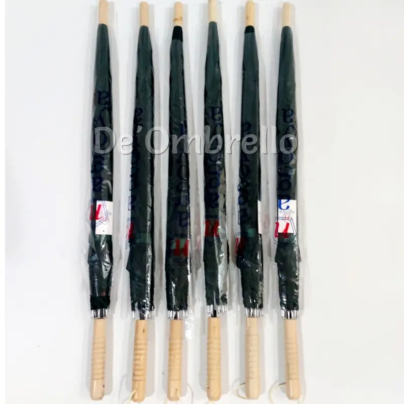 (041B)Payung Standard Warna Polos Gagang Kayu Premium Merah Putih Orange Putih/Payung Tongkat/Payung Polos Premium Quality 8