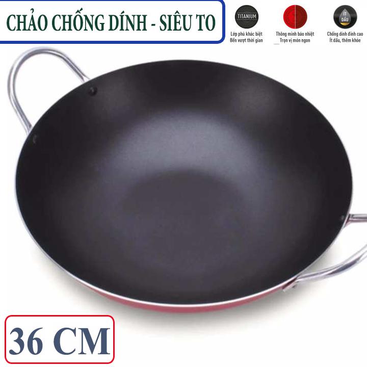 [CHẢO KHỔNG LỒ - 36 CM ] Chảo chống dính 36 CM sâu lòng 2 quai KYOFA. Chảo chống dính chiên xào cho xí nghiệp công ty nhà hàng quán ăn/Mua Chảo chiên loại lớn